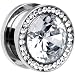 5/8" Stainless Steel Clear CZ Screw Fit Tunnel