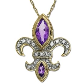 14k Yellow Gold Amethyst Fleur-De-Lis Pendant, 18 by Amazon.com Collection