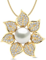 Diamond (0.54 Ct, IJ-SI), 18 Kt Yellow Gold Plush Floral Pendant