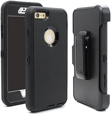 IPhone 6 Case,Iphone 6s Tough Defender Built In Screen Protector 4 Layer Shock Absorbent Dust Proof PC TPU Combo Protective 4.7 Inch Cover (Black/Black)