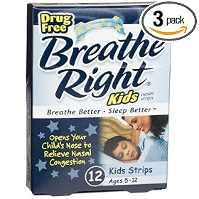 Breathe Right Nasal Strips For Kids - 12 Count Boxes (Pack of 3)