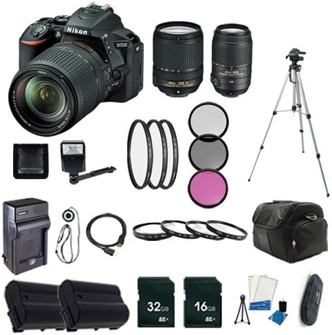 Nikon D5500 24.2 MP CMOS Digital Camera with 18-140mm f/3.5-5.6G ED VR Lens (Black / Import) + 55-300mm f/4.5-5.6G ED VR AF-S DX Nikkor Zoom Lens + EN-EL14 Replacement Li-on Battery + Rapid Travel Charger + 32GB SDHC Class 10 Memory Card + 16GB SDHC Class 10 Memory Card + 52mm UV Filter + 58mm UV Filter + 67mm Macro Close Up Kit + 67mm 3 Piece Filter Kit + 67mm UV Filter + Full Size Tripod + External Flash + Digital Carrying Case + Mini HDMI Cable + SDHC Card USB Reader Bundle