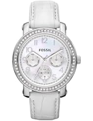 Fossil Womens ES2980 Leather Crocodile Analog with White Dial Watch