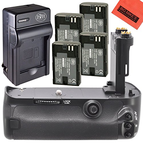 Battery Grip Kit for Canon EOS 5D Mark III, EOS 5DS, EOS 5DS R Digital SLR Camera Includes Vertical Battery Grip + Qty 4 Replacement LP-E6 Batteries + Rapid AC/DC Charger