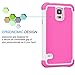 Tekcoo Galaxy S5 Case, [Tmajor] Sturdy [Pink/White] Shock Absorbing Hybrid Rubber Plastic Impact Defender Rugged Slim Hard Case Cover Bumper for Samsung Galaxy S5 S V I9600 GS5 All Carriers
