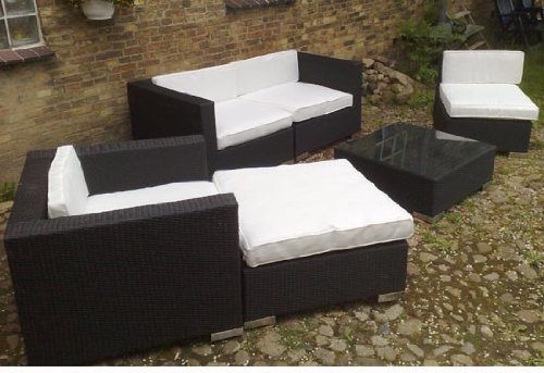 Gartenmöbel Lounge Set “Miami” aus Polyrattan, Gartengarnitur / Sitzgruppe 6-teilig