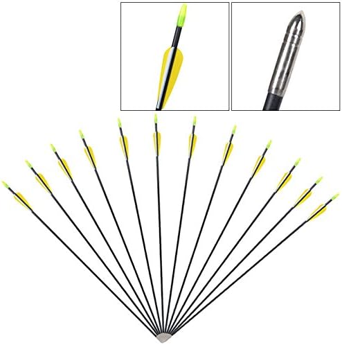 Sinuote® 12pcs Archery Arrow hunter Nocks Fletched Arrows Fiberglass Target Practice 80cm