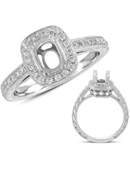 14K White Gold 0.31cttw Round Diamond Semi Mount Engagement Ring