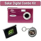 Digital Concepts 5.1 MP Pink Digital Camera and Digital Picture Frame and Digital Keychain Photo Viewer