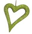 Jazzy Green Glitter Asymmetrical Heart Christmas Ornament