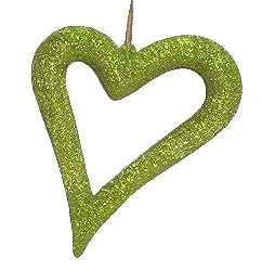 Jazzy Green Glitter Asymmetrical Heart Christmas Ornament