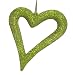 Jazzy Green Glitter Asymmetrical Heart Christmas Ornament