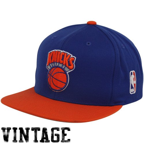 Mitchell & Ness New York Knicks Royal Blue-Orange Two-Tone Vintage Snapback Adjustable Hat