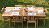 Grade-A Teak Wood Luxurious Dining Set Collections (AB9): 7 Pc - 94 Rectangle Table and 6 Stacking Arm Chairs [**Click To See More Choices...]