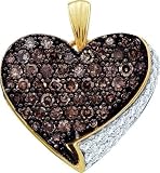 Chocolate Brown and White Diamond Heart Pendant 10K Yellow Gold (.85 cttw. SI3 - I1 Quality, H - I Color)