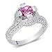 Exclusive Round Shape Checker Board Created Pink Sapphire & White CZ Size 8 Gemstone Ring in Sterling Silver