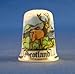 Porcelain China Collectable Thimble - Scotland Highland Stag -- Free Gift Box