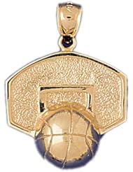 Dazzlers Solid 14k Gold Basketball Ball and Board Charm Pendant Available in three colors from jewelsberry (weights: 4.1 grams only)