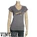 Minnesota Vikings Ladies Charcoal Triblend V-neck Vintage T-shirt