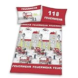 Herding 445173064 Fun Collection Feuerwehr""118"" Linon Bettw&auml;sche, Kopfkissenbezug: 65 x 100 cm, Deckenbezug: 160 x 210 cm