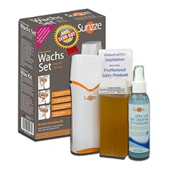 Sunzze Wachs Enthaarungsset, Roll-on Wachsset mit 2x 100ml Wachspatronen zur Haarentfernung mit Vliesstreifen und Nachpflege�l. F�r die Professionelle Enthaarung zu Hause