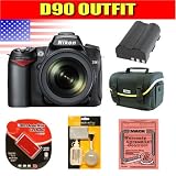 Nikon D90 DX 12.3MP Digital SLR Camera with 18-105mm f/3.5-5.6G ED AF-S VR DX Nikkor Zoom Lens Outfit!! Includes: D90 Body and Nikkor 18-105 AF-S VR with Nikon Supplied Accessories + Extra EN-EL3E Battery for Nikon + Compact Nikon Camera Bag + Multi Card Reader + 3 in 1 Cleaning Kit + 2GB SD Card +Mack 3 Year Extended Warranty!