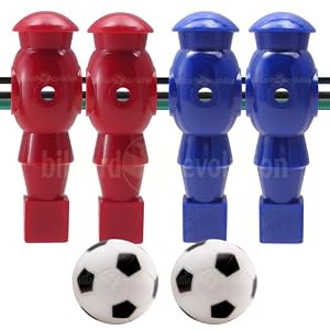 4 Red and Blue Robotic Foosball Men and 2 Soccer Balls