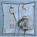 Silver Leaf Poppy II Original Hand-Painted Oil on Canvas Wall Art - 32x32"