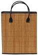 Split Bamboo Market Bag with Canvas Lining and Leatherette Handle and Trim 16" x 12" x 6 1/4"