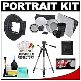 Interfit Strobies STR100 Portrait Kit with Beauty Dish Reflector, Globe Diffuser, Softbox, Barn Door, Snoot, Honeycomb Grid and SGM600 Flex Mount for Nikon SB-900 & Sigma EF-530 DG ST/Super Flashes + Tripod + Accessory Kit