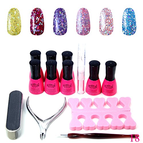 Glitter 6 Color UV gel+base gel+top coat+Manicure Tools Kit Gel Nail Art
