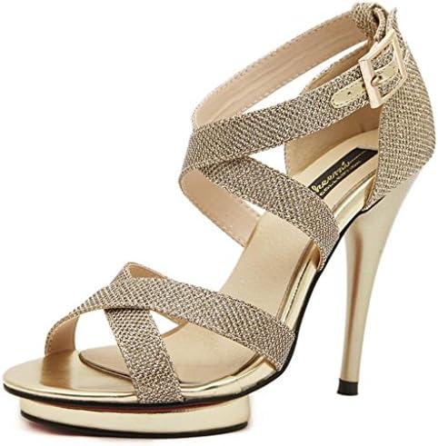 Littleboutique Women Fashion Open Toe Sexy Strappy Stiletto Sandals Golden Evening Party Shoes High Heels gold 7