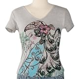Jessie G. Women's Printed Scoop Neck Tee - Gray Medium