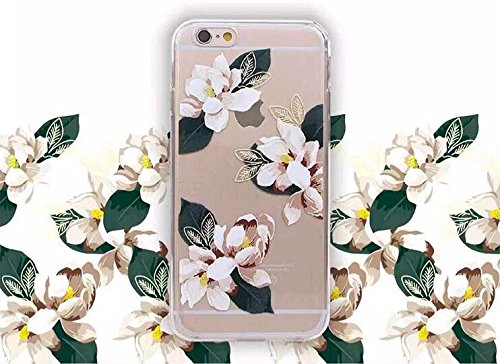 iPhone 6/6S Case,Blingy's® High Quality Floral Pattern Transparent Clear Flexible Soft Slim Rubber TPU Case for iPhone 6/6S-Retail Packaging (White Camelia)