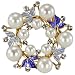 Leaves Wreath Venetian Pearl Brooch Pin - Blue
