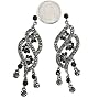 Silvertone Black Rhinestone Chandelier Post Dangle&hellip PammyJ Earrings