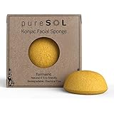 Konjac Sponge - Turmeric - Facial Sponge, 100% Natural Sponge, Eco-friendly - Gentle Exfoliating Sponge, Deep Cleansing, Improved Skin Texture - Konjac Facial Cleansing Sponge - Natural Beauty Products - Free of Chemicals, Parabens, Sulphates, fragrances & Coloring - Good for Sensitive Skin, Hypoallergenic, Mature Skin - Cruelty Free, Vegan, Biodegradable, Naturally Sustainable