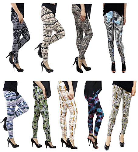 Wholesale Womens Leggings Camouflage Tribal Aztec Print Pattern Design 9-Pack