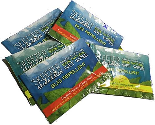 Skeeter Skidaddler 100% Natural Bug Repellent Wet Wipes Warm &amp; Spicy and Light &amp; Lemony Scent Variety Pack (24)
