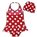 iiniim Kids Girls Swimwear 1pc Polka Dots Swimsuit with Hat Set Beachwear