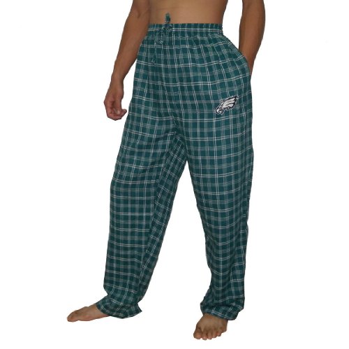 Mens NFL Philadelphia Eagles Plaid Cotton Thermal Sleepwear / Pajama Pants - Green & White (Size: 4XL)