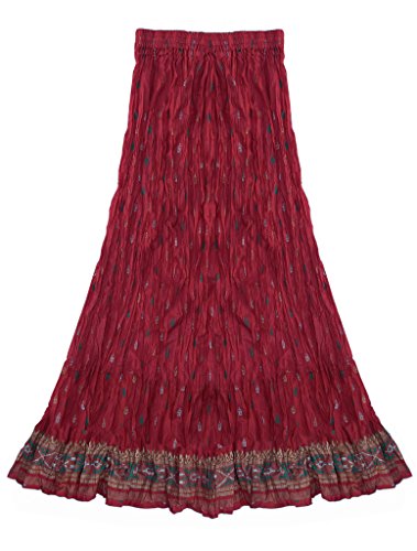 Anu Printed Crinkled/Crushed Broom Skirt: Deep Pink: L