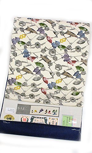 和ごころきもの屋 正絹 未仕立て 九寸 名古屋帯 江戸紅型 結城生地 本手差し 染め帯 結城紬 茨城県 紬 小紋