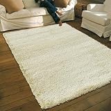 NEW THICK MODERN SHAGGY APOLLO RUG IVORY
