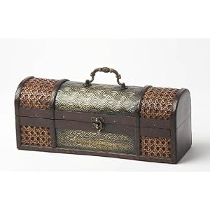 True Fabrications Antique Wood Wine Box Single Bottle Wine Holder by