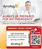 Dynotag Internet Enabled QR Code Smart Emergency Contact Info Card Kit - 2 Cards