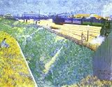 Angrand, Charles - . The Western Railway Leaving Paris. Hand Painted Reproduction Oil on canvas