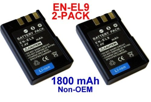 Nextop-2 Packs Nikon EN-EL9 Brand New 1800mAh COMPATIBLE Battery for Nikon D40, D40x, D60