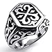 KONOV Jewelry Stainless Steel Thors Hammer Men's Ring, Color Black Silver