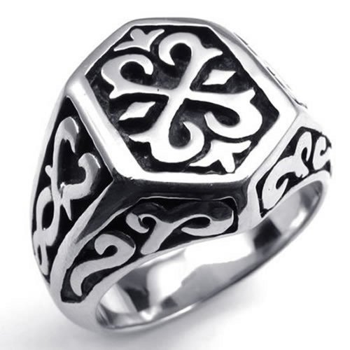 KONOV Jewelry Stainless Steel Thors Hammer Men's Ring, Color Black Silver